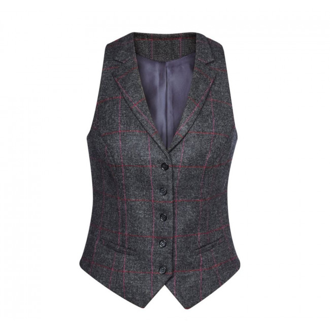Women's Charcoal/Pink Check Waistcoat