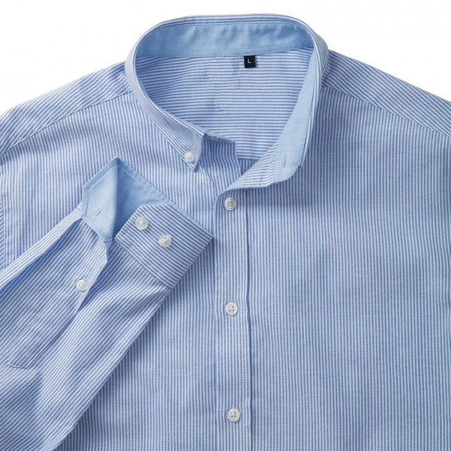 Mens White/Light Blue Oxford Stripe Shirt