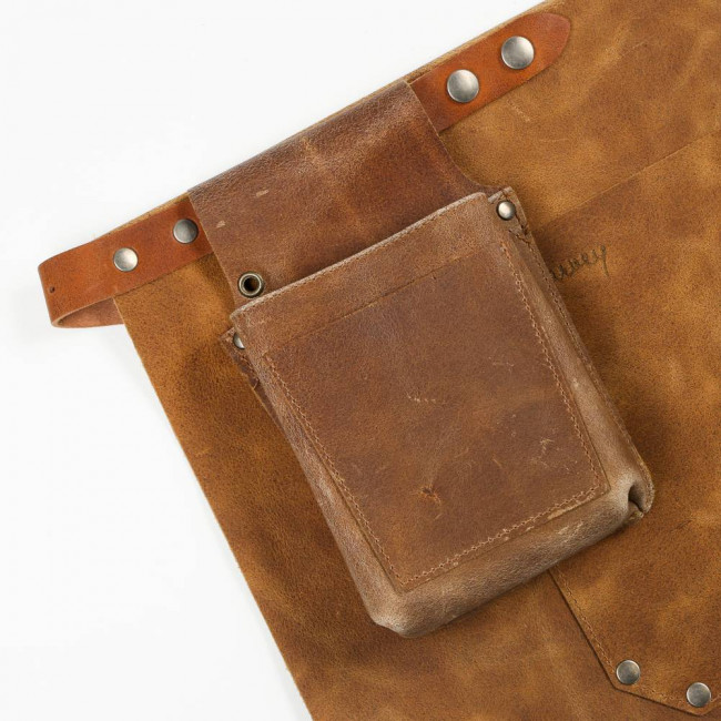 Light Brown Short Waist Leather Apron