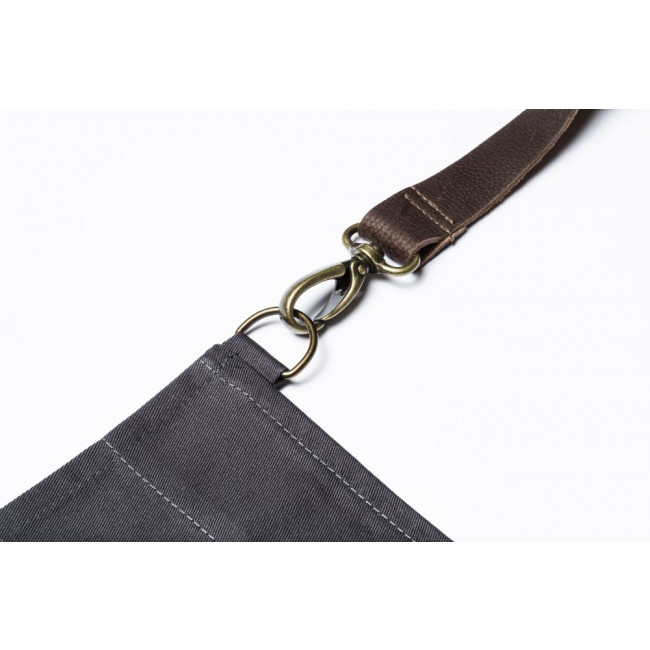 Slate Grey Bib Apron w/ Adjustable Leather Strap