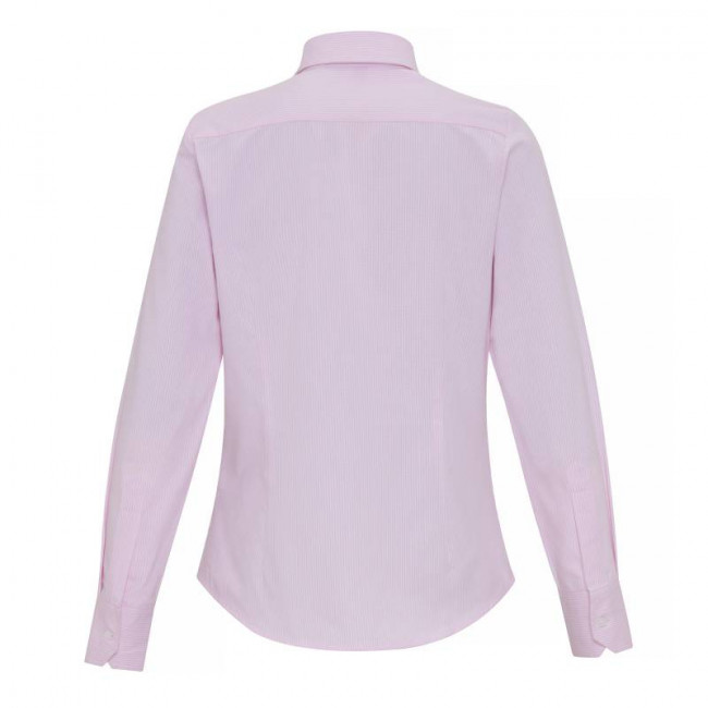 Ladies White/Pink Oxford Stripe Blouse