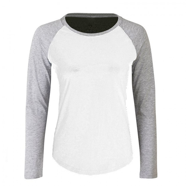 Womens White/Grey Baseball T-Shirt