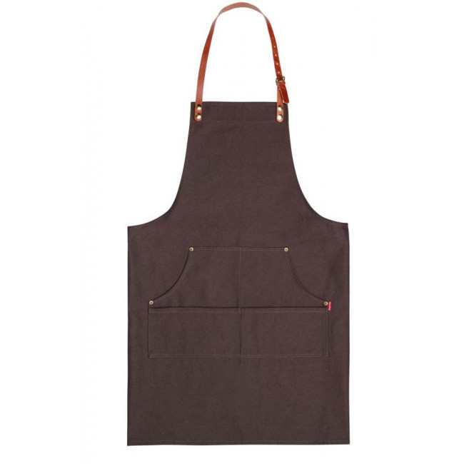 Brown Adjustable Bib Apron With Leather Strap