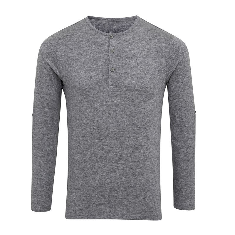 Mens Grey Marl Long John Roll Sleeve T-Shirt | Tees and Polo Shirts ...