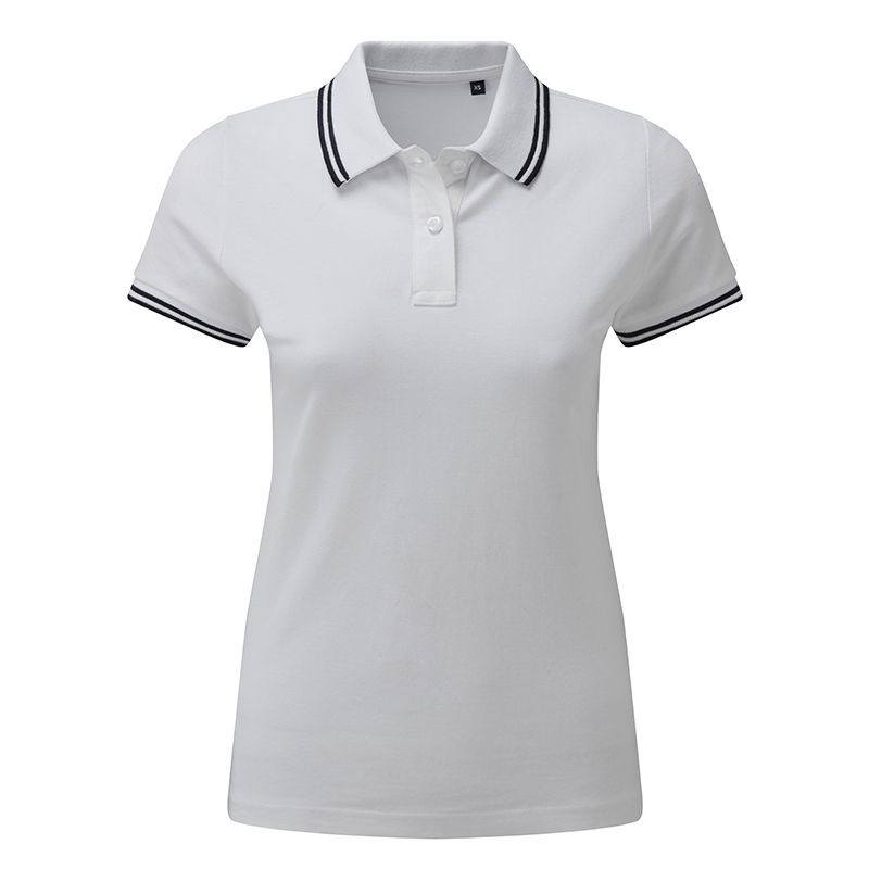 White/Black Tipped Collar Polo Shirt 