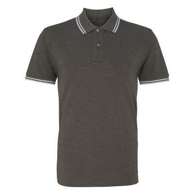 Mens Charcoal/White Tipped Collar Polo Shirt