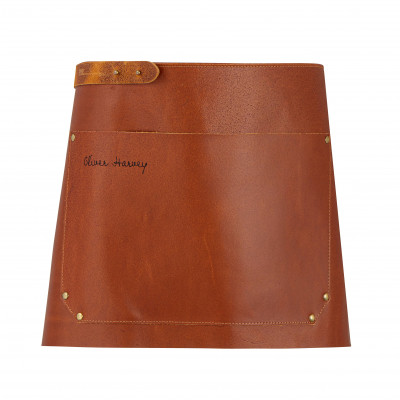 Whiskey Brown Adjustable Short Waist Leather Apron