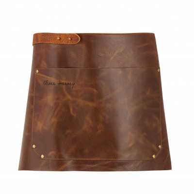 Dark Brown Adjustable Short Waist Leather Apron