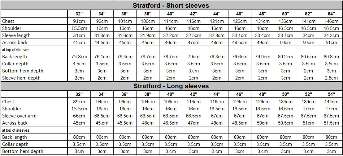 Stratford Size Guide